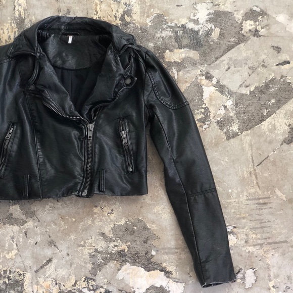 Free People Jackets & Blazers - Distressed Free People Vegan Leather Moto Jacket